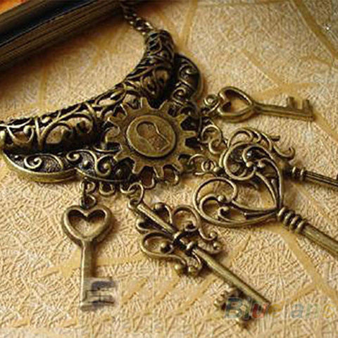 Vintage Bronze Key Necklace