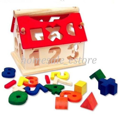 Wooden Digital Building Block House,  Great Educational Toy