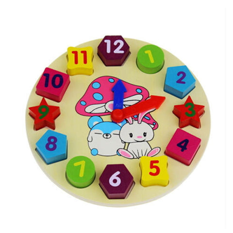 Wooden Block Clock for Toddlers
