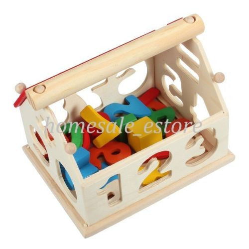 Wooden Digital Building Block House,  Great Educational Toy