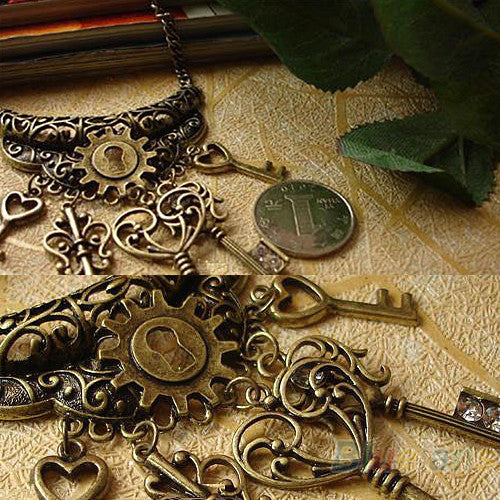 Vintage Bronze Key Necklace