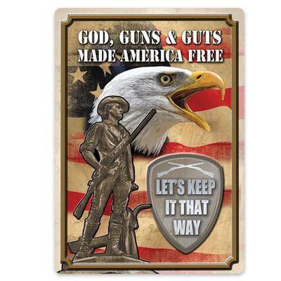 God, Guns, and Guts Tin Sign