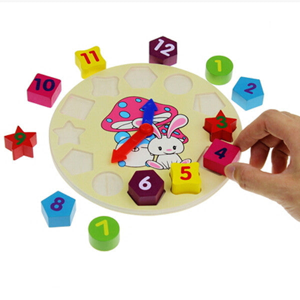 Wooden Block Clock for Toddlers